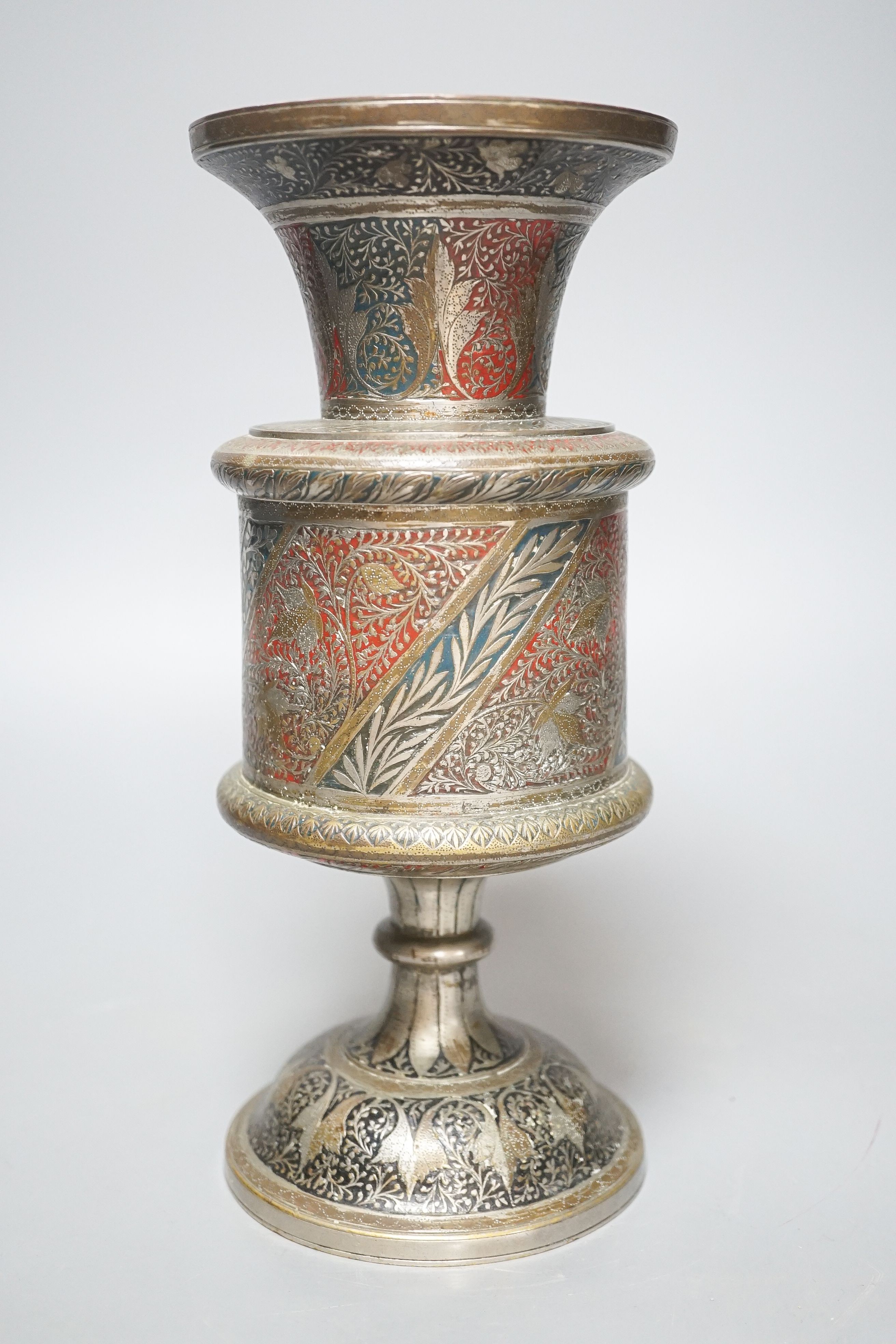 An Indian cast Benares ware vase 24cm